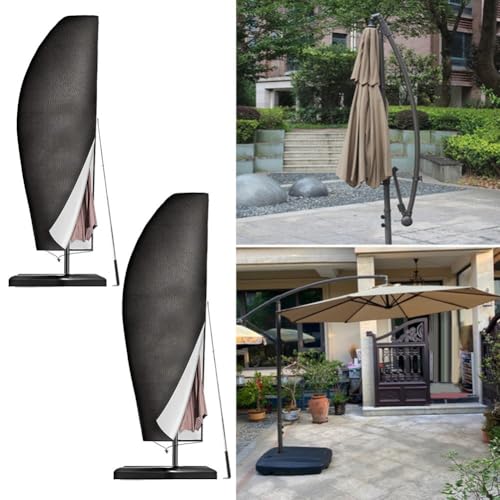 Schlanker schwarzer Sonnenschirm-Staubschutz aus robustem 210D-Oxford-Material mit innovativem Reißverschluss-Design (205 (40 x 70 x 50 cm) – Bild 4