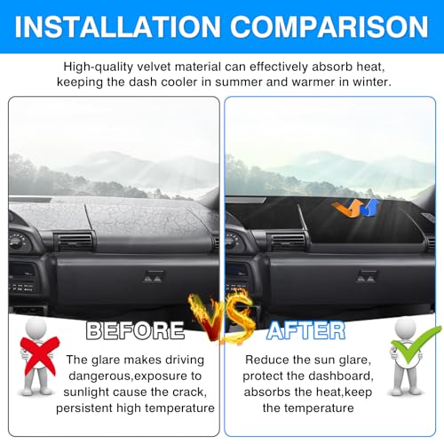 Image of Autorder Dashboard Cover Mat for 1993 1994 1995 1996 Chevrolet Camaro Accessories Dash Cover Upgrade Velvet Dash Mat Sunshade Glare UV Rays Protector