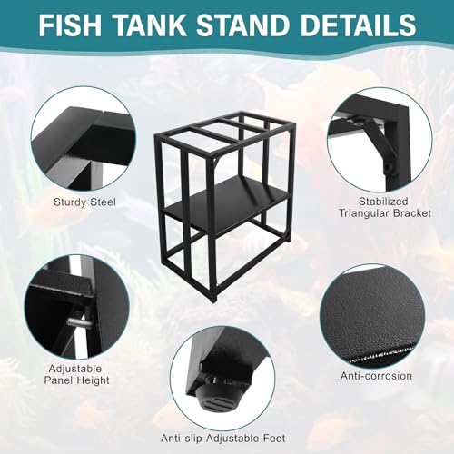 Fumingpal 40 Gallon Aquarium Stand - Adjustable Fish Tank Stand, Heavy Duty Metal Reptile Tank Stand for Accessories Storage, Turtle Breeder Tank Rack, 36.5" x 18.5" x 29.5" - Image 4