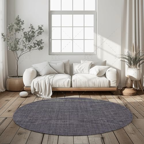 Genérico Alfombra Vinílica. Tejido Trenzado. Alta Gama. Alfombra para salón-Cocina-Comedor-Pasillo-baño-terraza. Interior y Exterior. Alfombra Resistente-Lavable. (Violeta, 100 Redonda)