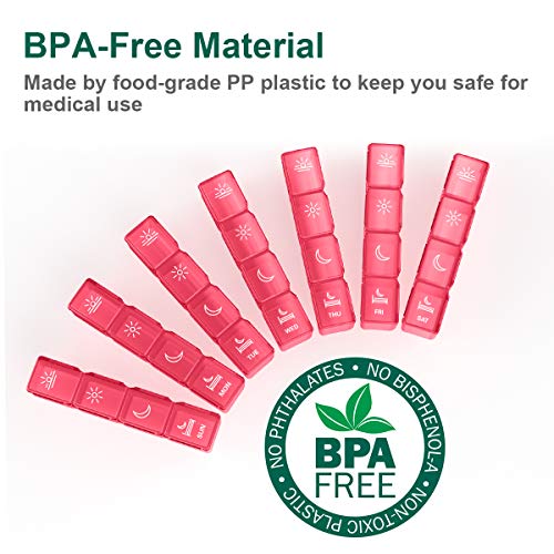 Image of XL Pill Organizer 4 Times a Day, BUG HULL Extra Large Weekly Pill Box Case, 7 Day Vitamin Container Daily Pill Holder for Cod-Liver Oil, Vitamins, Supplements