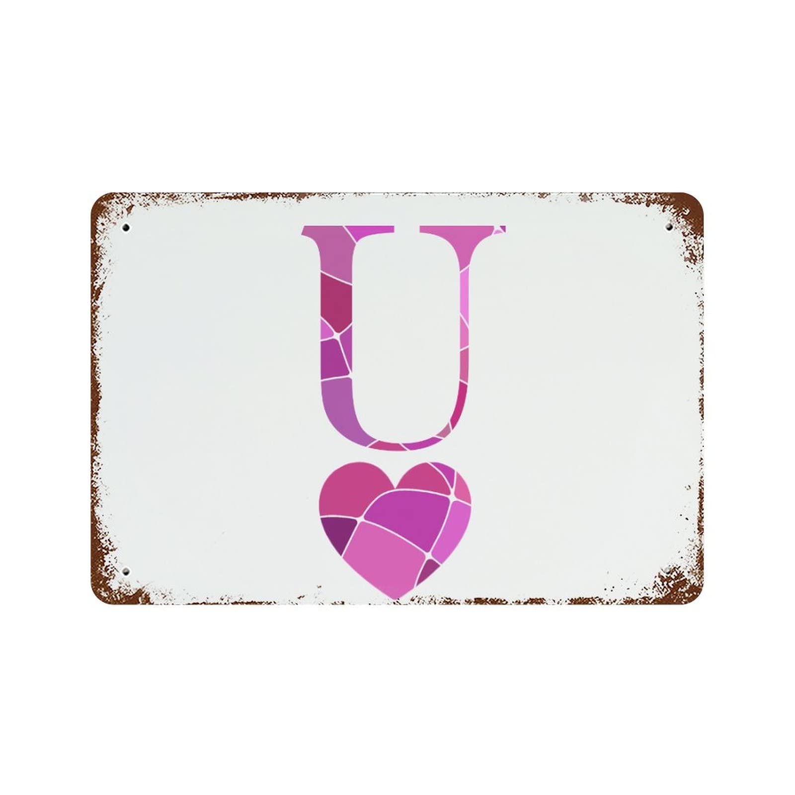 Plaque en métal I Love You en forme de cœur pour couple