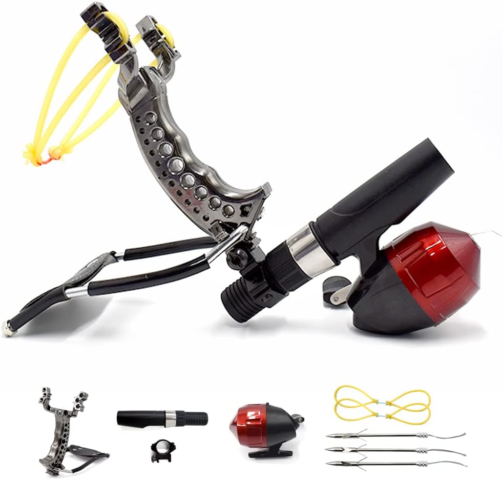 Slingshot, Wrist Rocket Slingshots for Hunting, Fishing Slingshot with 2 Slingshot Bands, Fishing Reel and Fishing Darts, Hunting Slingshots for Adults, Catapult Slingshots for Fishing
