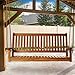All Things Cedar TS50 Teak Porch Swing | Wooden Backyard Swing for Adults | Durable Outdoor Swinging Bench | Premium Teak Wood Swing with Brass Hardware (54x22x26)