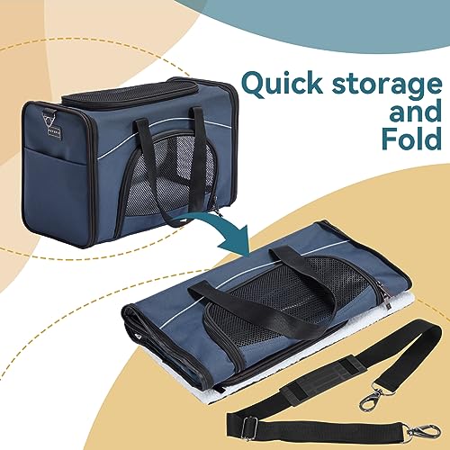 Petsfit Transporttasche Katze & Hundetasche Flugzeug | Flugtasche für Hunde & Transportbox Katze | Flugtaugliche Haustiertasche | Sicherer Transport in Auto, Flugzeug und Bahn, M/Blau