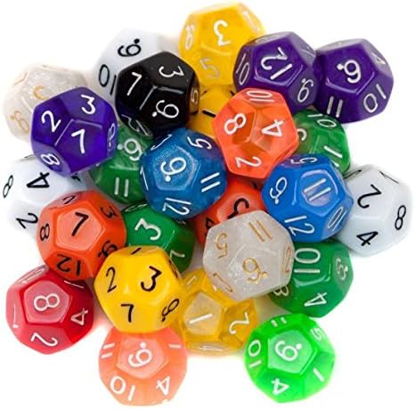 25 Pack of Random D12 Polyhedral Dice in Multiple Colors