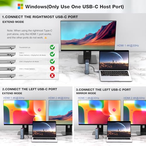 Base USB C 15 en 1 con triple salida de vídeo y puerto Ethernet para Dell y HP 2
