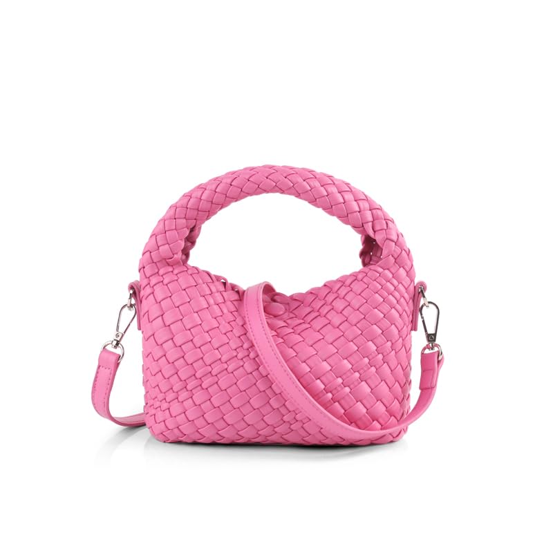 Image of Woven Crossbody Bag Small Tote Cute Purse for Women,Top Handle Handbag Pu Leather Shoulderbag with Detachable Strap