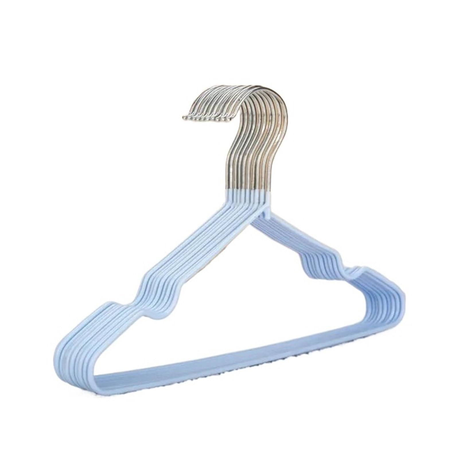 KFGISD, 10PCS Packs Of Metal Hangers Non-slip Rubber-coated Hangers For Coat Pants Closet Tissue Hangers ，Hangers(Blue)
