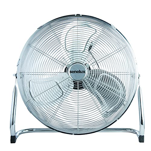 Senelux Floor Fan - Chrome Gym Fan - Electric Portable Cooling Fan
