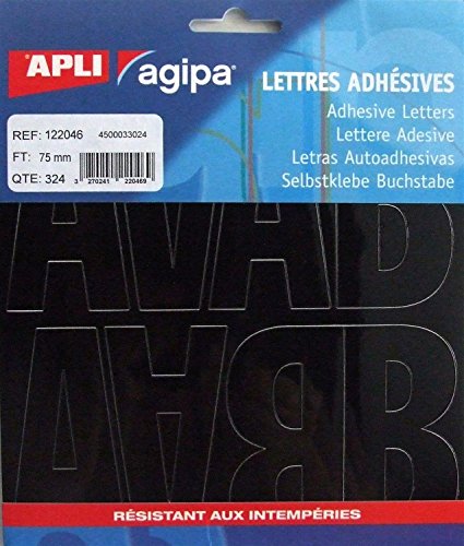 Lettres adhesives AGIPA Pochette 324 caractères noirs à haute adhérence durable