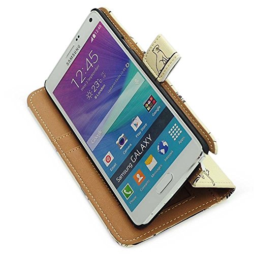 Bfun Packing Bcov Black Cat White Cat Leather Wallet Cover Case For Samsung Galaxy Note 5 #TOP5