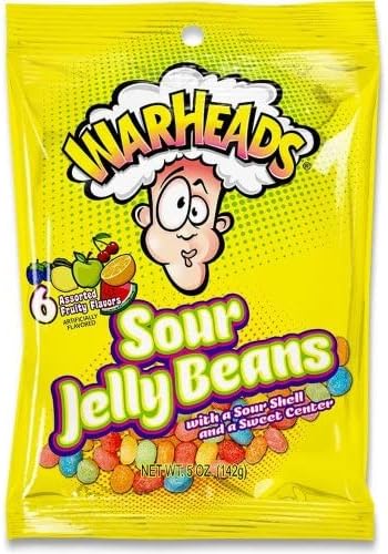 WarHeads Sour Jelly Beans Candy 5 -Ounce Packs: 12-Piece Box