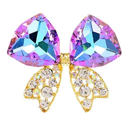 Broches à nœud en cristal bijoux tendance argento gris clair pour tenue de mariage chic