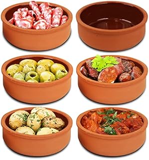 Vision4ever Terracotta Tapas Dishes Glazed Spanish Serving Olive Starter 12cm Bowls with Attractive Look (3 Pcs)