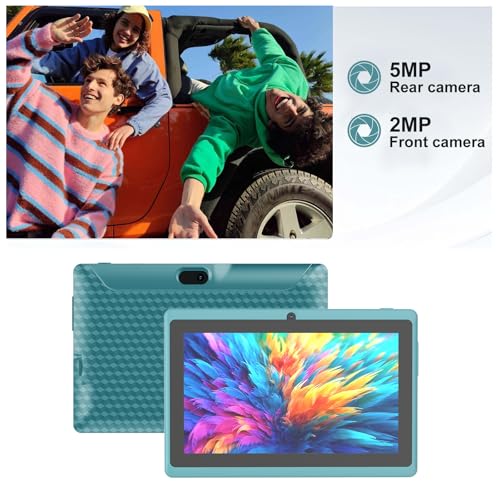 Image of 7 inch Android 14 Tablet, 7'' HD IPS Touchscreent, Quad-Core, 8GB (5GB expansion) RAM＆32GB ROM 1TB Expand, 2MP + 5MP Dual Camera, WiFi 6 Bluetooth 3000 mAh Battery Tab Tableta with Case.(Navy blue)