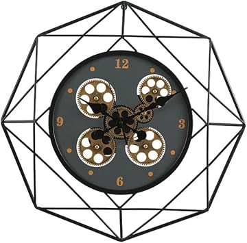 Octagonal Geometric Gear Mechanical Wall Watch Living Room Bedroom Silent Decorative Clock