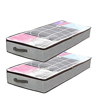 Komake 2 Pezzi Scatole per Armadio Borsa di Stoccaggio Grande Organizzatore del Sacchetto di immagazzinaggio per Coperte Lenzuola Indumenti Cuscini Riporre Vestiti Trapunta Piumino