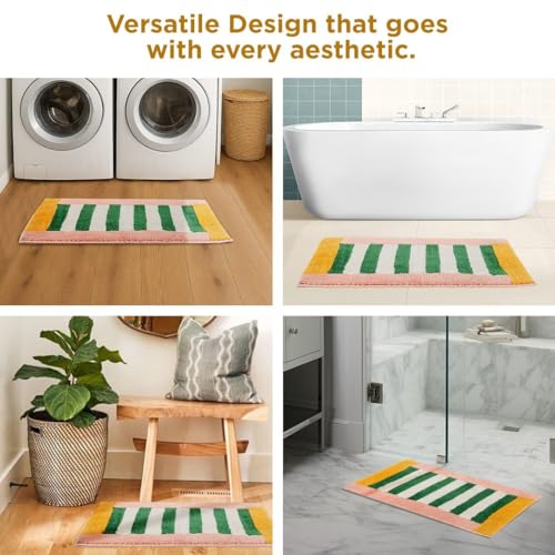 Folkulture Bathroom Rugs (20 x 30) | Cute Green Microfiber Bath Rugs Or Abosrbent Bath Mats For Bathroom Washroom, Toilet |Quick Drying, Machine Washable, Non Slip Bathroom-Mat For New Home Essentials