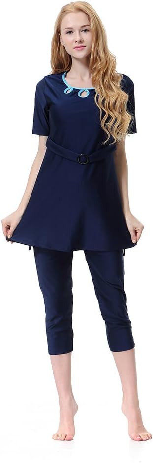 CaptainSwim Women's Modest Swimsuits Muslim Swimwear Hijab Swimsuit Islamic Short Sleeve Swimming Sets