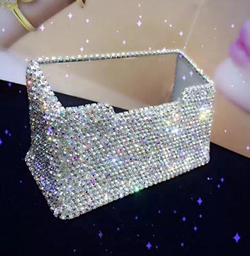 Bling Pure Handmade Bling Bling Rhinestones Stainless Steel Metal Business Card Holder Name Card Case (Square) image 4