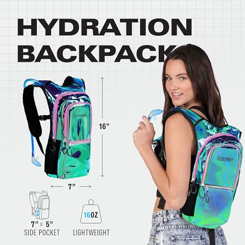 Image of Sojourner Hydration Pack, Hydration Backpack - Water Backpack with 2l Hydration Bladder, Festival Essential - Rave Hydration Pack Hydropack Hydro for Hiking, Running, Biking, Festival Gear