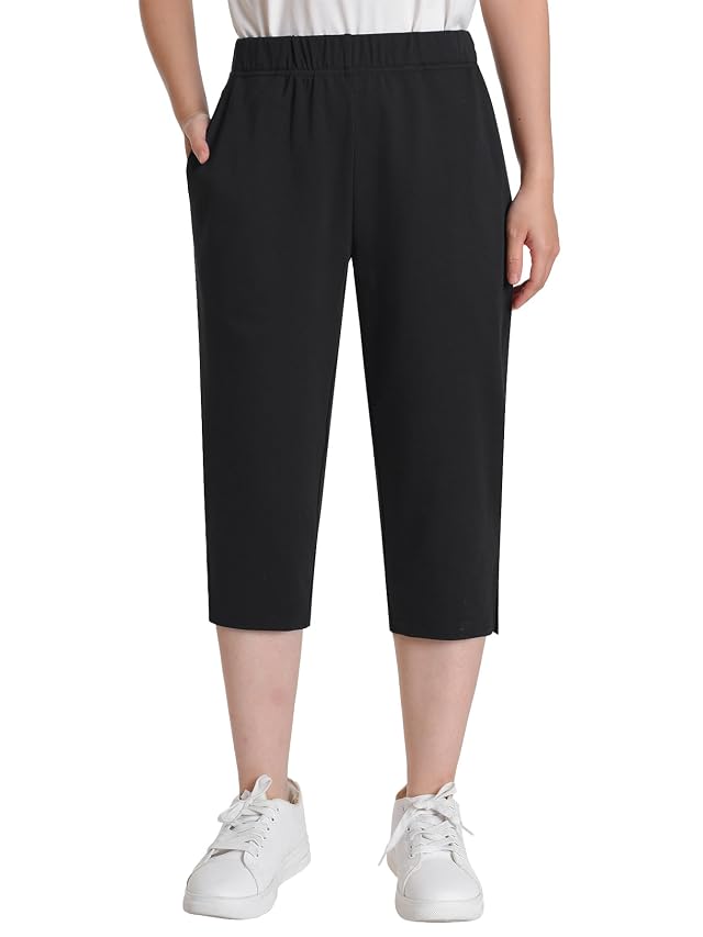 Weintee Womens Petite Knit Capris with Pockets