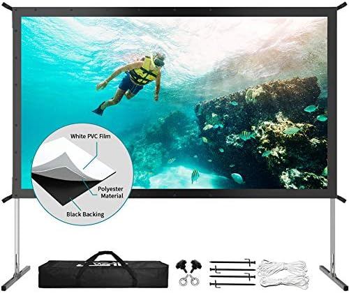 Projector Screen with Stand, Upgraded 3 Layers 120 inch 4K HD 16:9 Outdoor/Indoor Portable Front Projection Screen, Foldable Projection Screen with Carry Bag for Home Theater Backyard Movie Projector Screen with Stand, Upgraded 3 Layers 120 inch 4K HD 16:9 Outdoor/Indoor Portable Front Projection Screen, Foldable Projection Screen with Carry Bag for Home Theater Backyard Movie