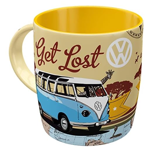 Nostalgic-Art Taza de café Retro Bulli T1 – Let's Get Lost – Idea de Regalo de Furgoneta Volkswagen, Cerámica, Diseño Vintage, 1 Unidad (Paquete de 1)