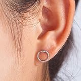 TseanYi Open Circle Earrings Silver Round Disc Stud Earrings Tiny Hoop Post Earrings Jewelry for...