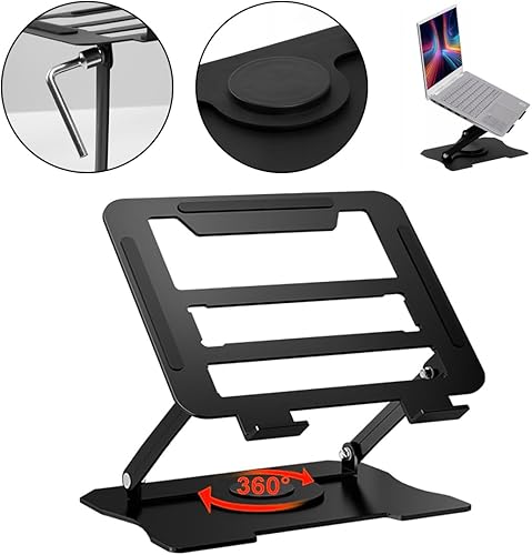 Miniatura 2 de Soporte ajustable para laptop, elevador portátil de metal giratorio de 360 y plegable, soporte plegable para portátil de viaje para portátiles de 10