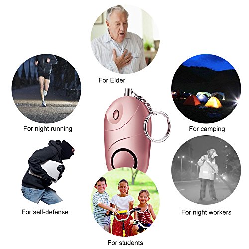 KKmoon Alarme pessoal 120-130dB Som de Emergência Auto-Defesa Alarme de Segurança Chaveiro Lanterna