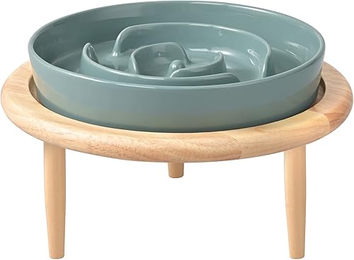 SPUNKYJUNKY Cuencos de cerámica para perros de alimentación lenta para razas pequeñas y medianas, comer lentamente, platos antiasfixia, alimentación