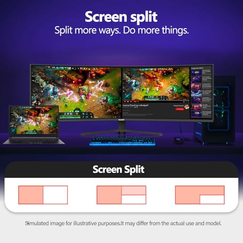 Image of Gawfolk 49 Inch Ultra-Wide Curved Gaming Monitor 165Hz PC Screen 3840x1080 | Ultrawide Dual FHD Computer Dispaly, FreeSync, Height Adjustable, HDMI 2.1 /DP 1.4, Compatible Wall Mount 100*100mm