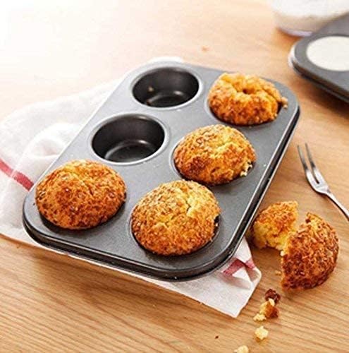 Non-Stick 6-Cup Muffin Tray, Premium Carbon Steel Bakeware, Durable & Easy Clean for Cupcakes| Round Tray |Muffins (Pack of 1)