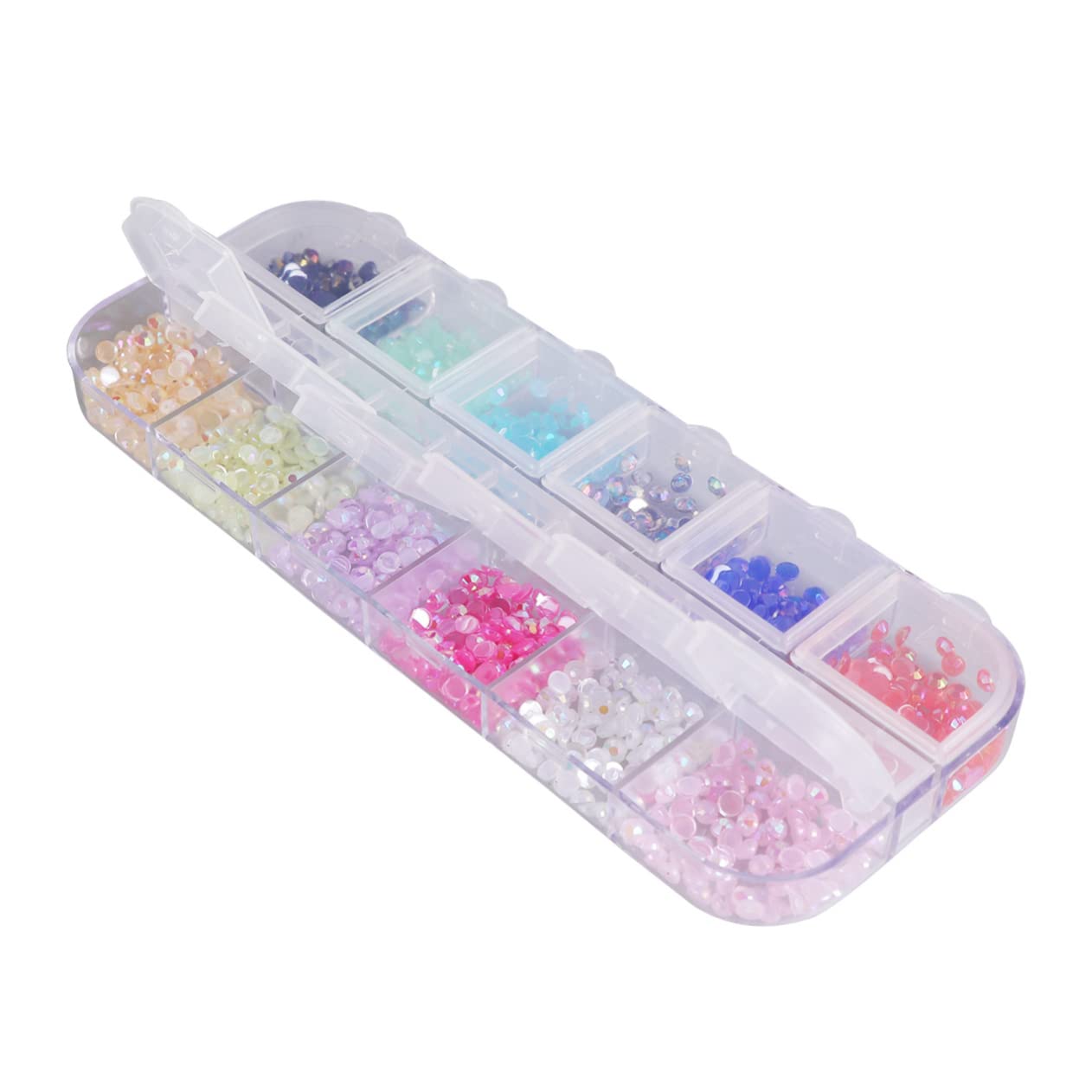 PartyKindom 1 Set Colorful Round Acrylic Nail Art Decoration Slot Shiny Accessories for UV Gel Nail Polish DIY Crafts for Decor Jewelry Making Phone Case Designs