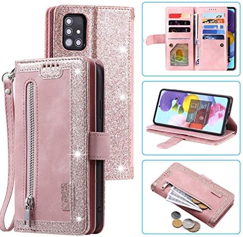 EYZUTAK Wallet Phone Case for Samsung Galaxy S20 Plus, Retro Matte 9 Card Holder Slots Zipper Pocket Case PU Leather Magnetic Closure Kickstand with Wrist Strap Shockproof Folio Flip Case - Black