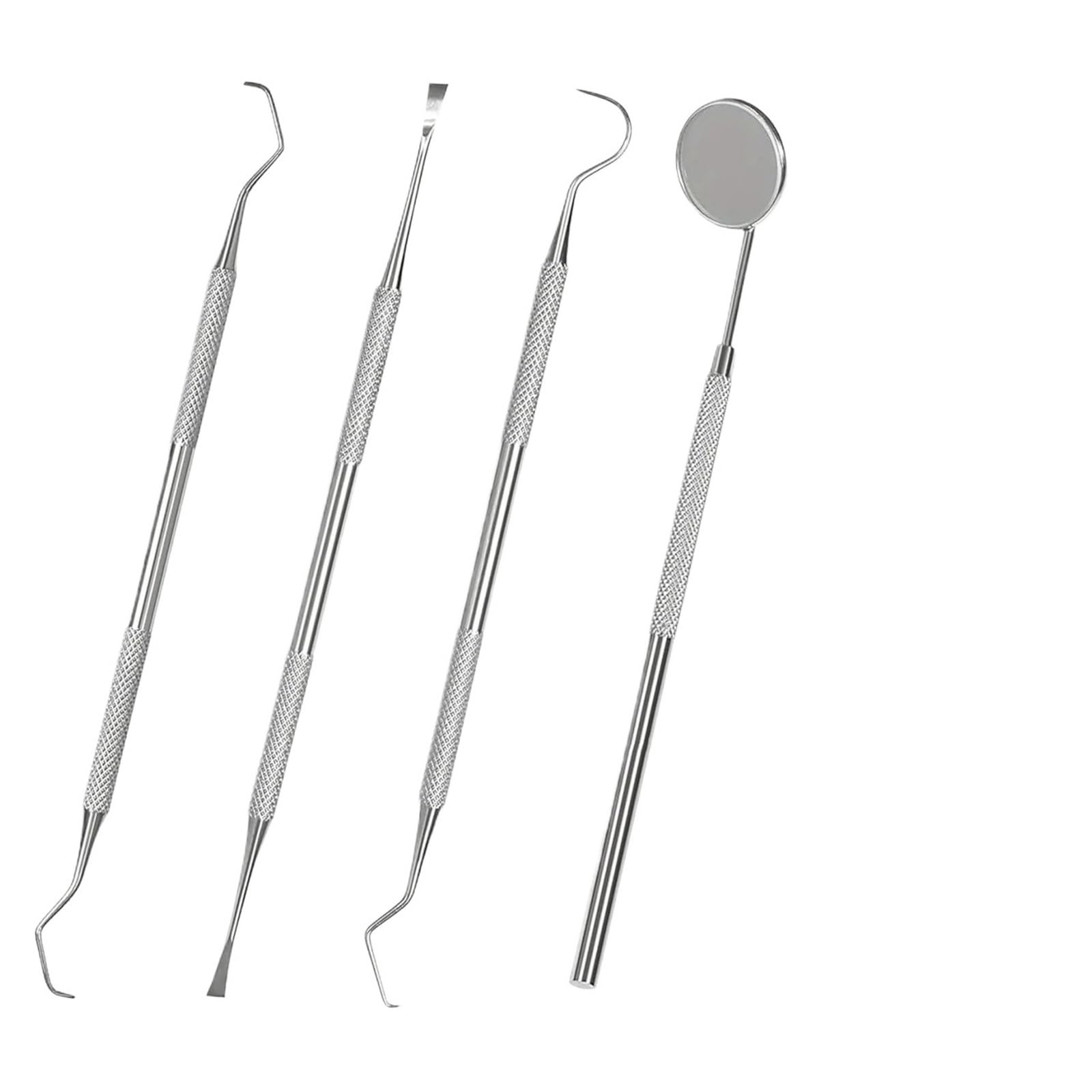 Caja De Juego De Espejo Oral Limpiador De Lengua De Acero Inoxidable Piezas del regador oral | Juego de limpiador de lengua + espejo, acero inoxidable, con estuche de viaje, kit dental.(5pcs)