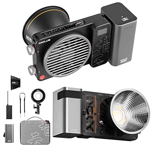 Zhiyun Molus X100 Combo Luce Video Light LED Bi-Colore da 100W, Luce Tascabile LED da 385g, 2700K-6500K CRI 95+ TLCI 97+con Anello Adattatore per Montaggio Bowens, Batteria Staccabile per Lmpugnatura