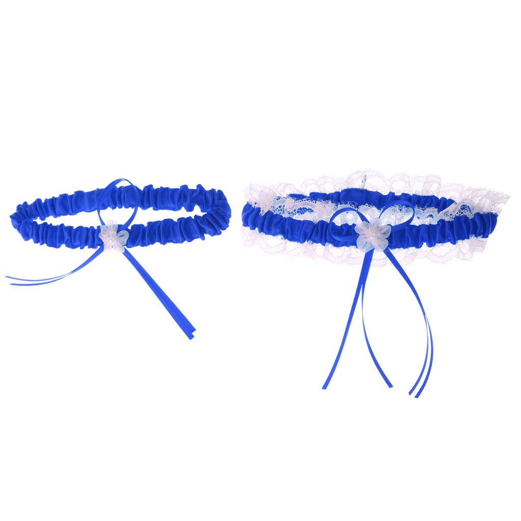 elbme ELBME® Vantage Lace Bride Garter Set Pears Bow Belt Garter for Wedding Royal Blue-picture-5