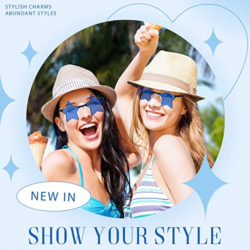 Kathfly 12 Pairs Star Shaped Rimless Sunglasses Dark Blue Transparent Pentagram Sunglasses Cute Frameless Star Glasses For Kids Girls Boys Women Men Party #TOP3