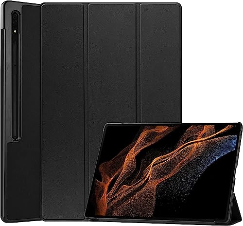 Samsung Galaxy 14.6 Inch Tablet Case Cover for Tab S8 Ultra 2022 Release (Model:SM-X900/SM-X906),Premium Magnetic PU Leather Business Folio Stand with Multi-Angle Viewing, Auto Wake/Sleep. (Black)