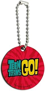Teen Titans Go! Logo Wood Wooden Round Keychain Key Chain Ring