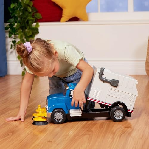 Driven by Battat – Large 18-Inch Electric Street Sweeper Kids ToysCars with Spinning Brushes & Lights – 1:16 Scale with Working Doors & Sounds – Tilting Container for 3+ Years - 4