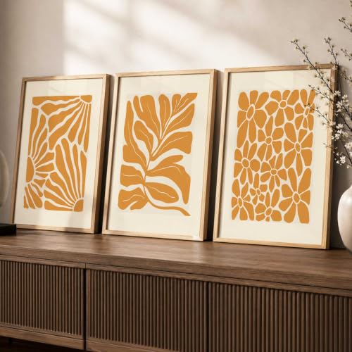 Image of kotart Aesthetic Floral Art Home Decoration | Boho Floral Paintings With Frame For Living Room Bed Room Hotel Wall Decor Digital Reprint Set of 3 (14x20 Inch)
