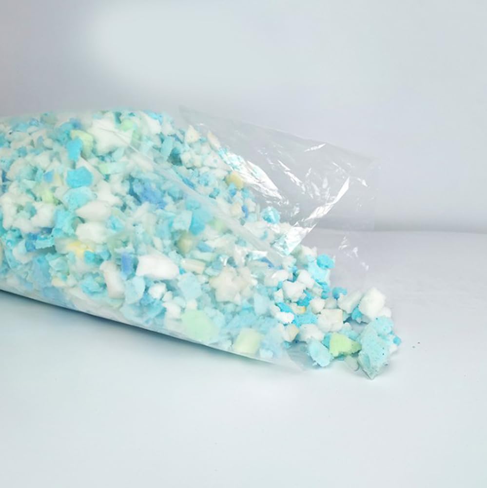Navulverpakking met versnipperd traagschuim voor het vullen van poefs, 1 kg kussenvulling zonder toegevoegde geldeeltjes, zacht en ideaal voor het vullen van kussens