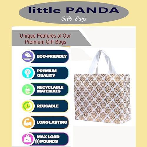 Image of little PANDA Canvas Shopping Carry Bag for Wedding Return Gifts Bags for festive Occassion, White Printed