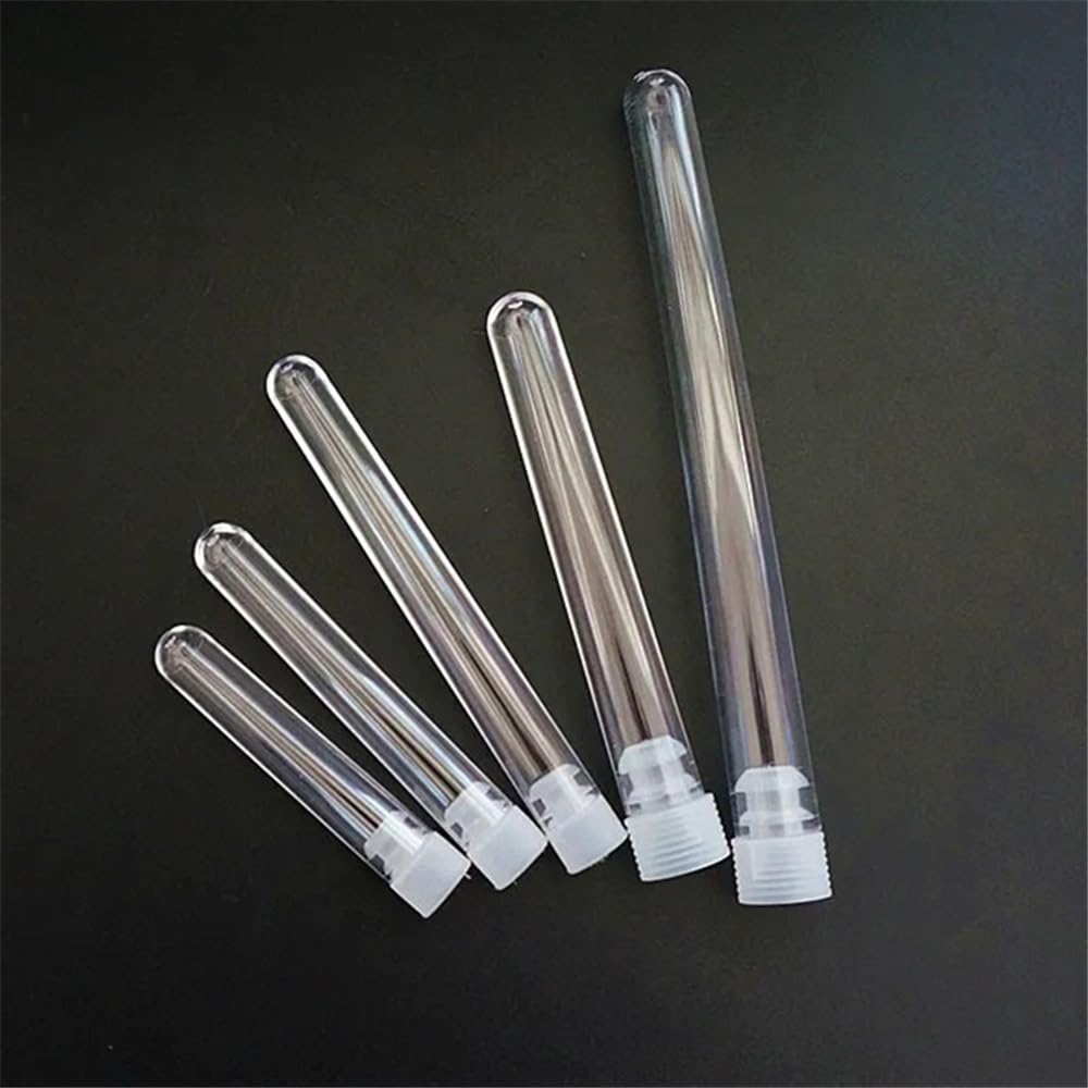 Equipos y suministros de laboratorio Lote de 50 tubos plástico transparentes con tapón blanco y fondo redondo