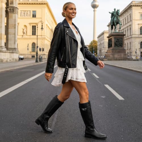 Image of Modatope Knee High Boots Women Round Toe Chunky Heel Fall Boots