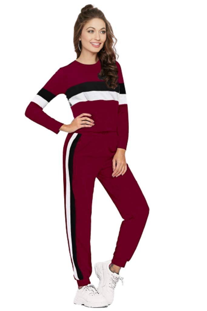 CLIENTALEWoman PolyCotton Full Sleeve Top & Pant Leggings Tracksuit Set for Women's/Girls